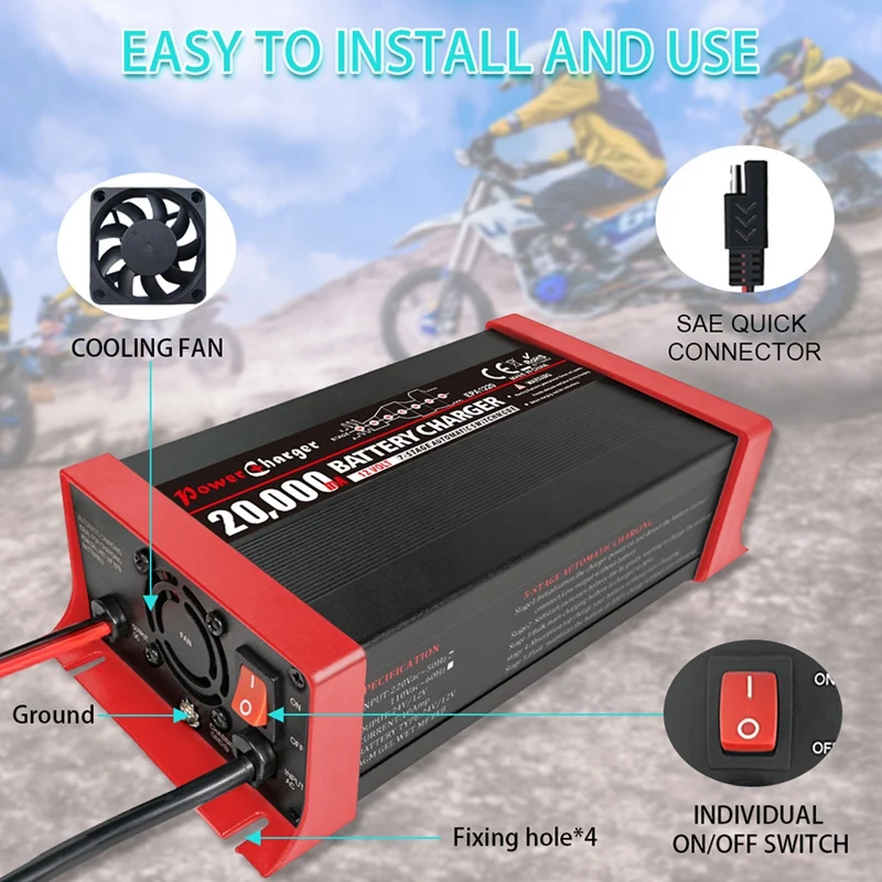 

12V 20A Automatic 7-Segment Lead-Acid Battery Intelligent Charger Reverse Connection Protection