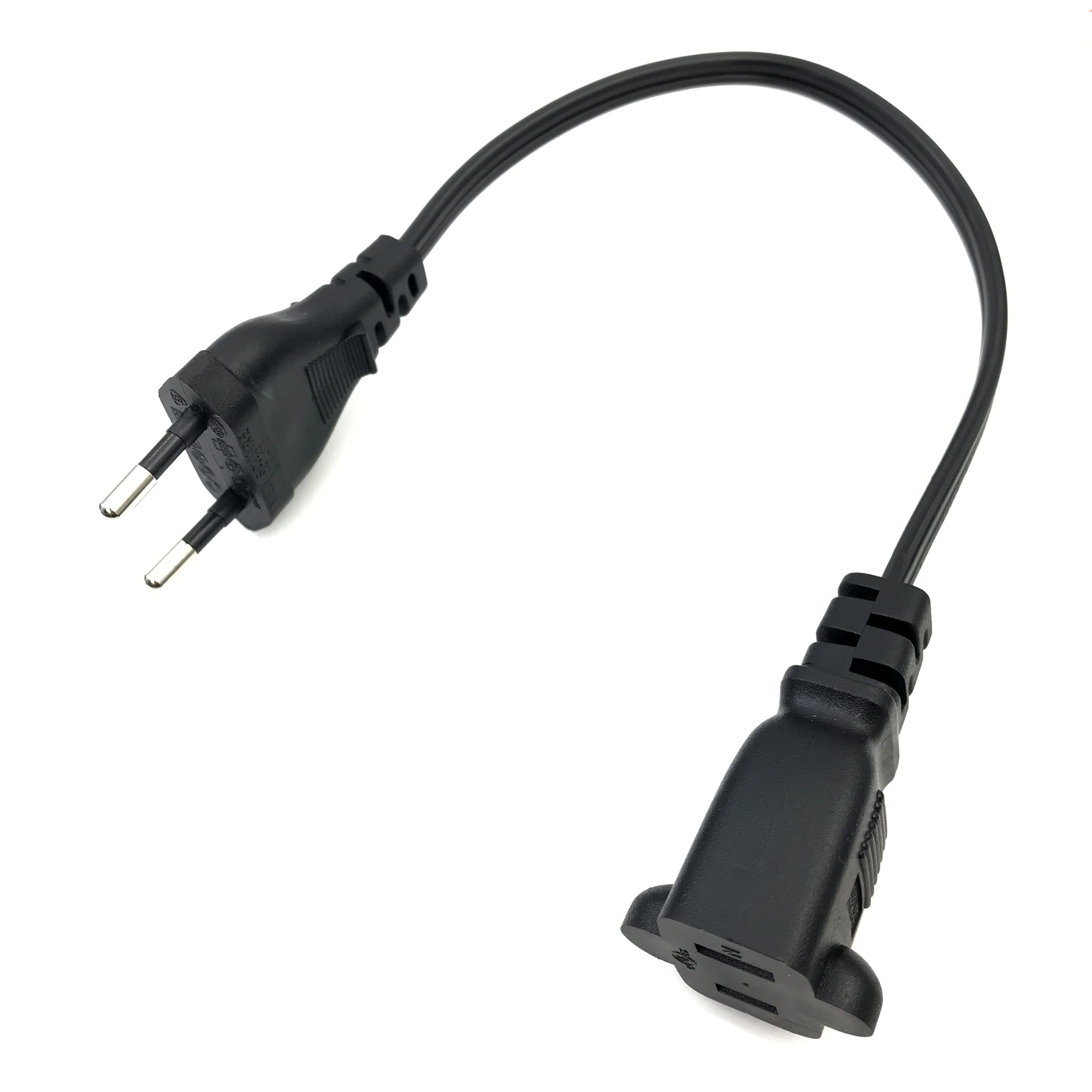 1PCS European 2 Pin Male Plug to USA Female Power Adapter Cable,EU Male to US Nema 1-15R Power Adapter Cord