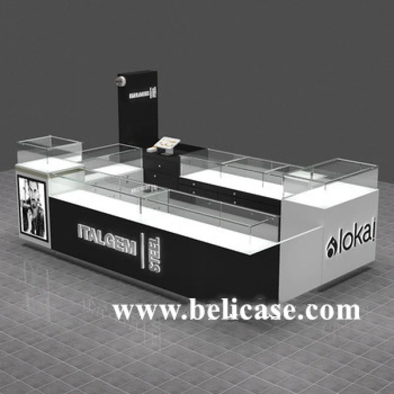 Custom, boutique jewelry display cabinet with LED light locable Jewelry Display kiosk for mall