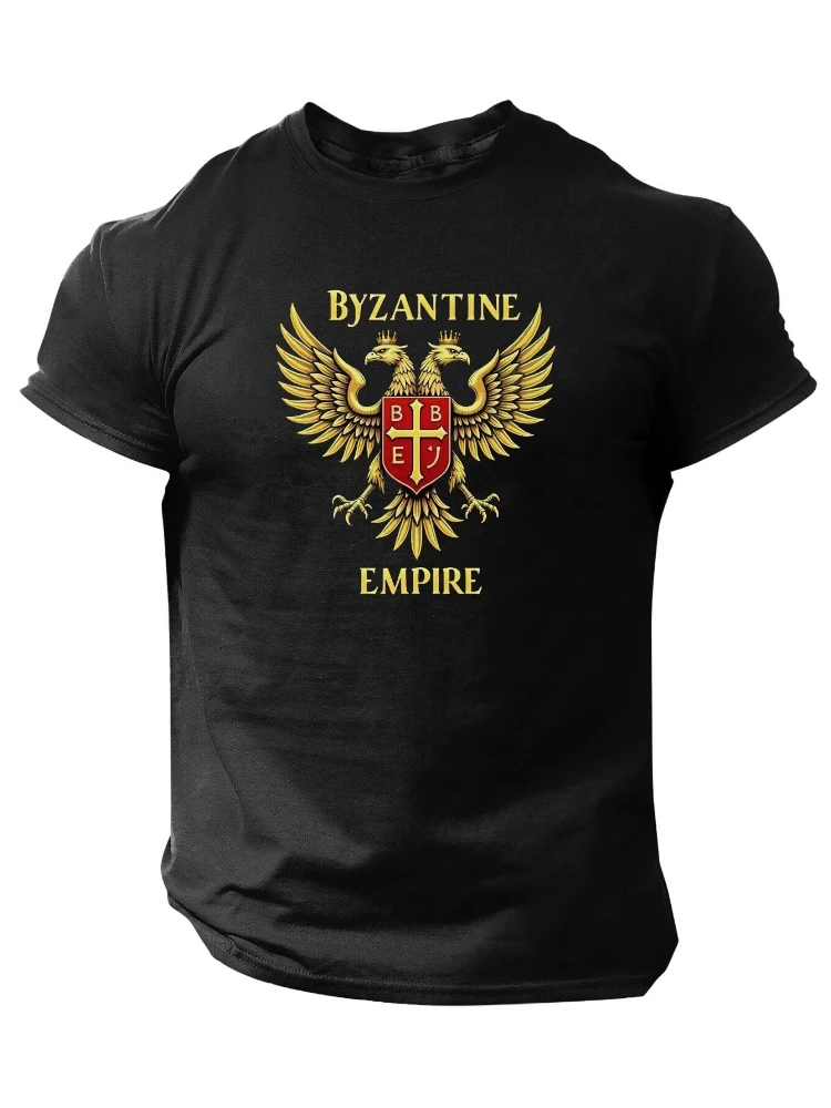 

Byzantine Empire Eagle Emblem Historical Eastern Roman Empire Design-100% cotton short-sleeved men's printed T-shirt.