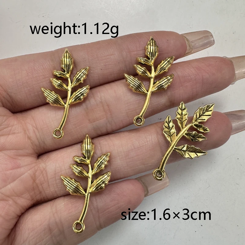 15pcs Classic Silver and Gold Leaf Charm Pendant DIY Handmade Beaded Bracelets Necklaces Jewelry Connectors Accessories