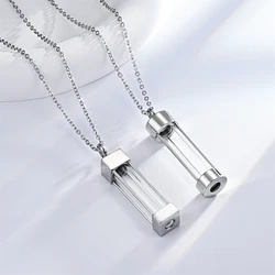 Glass Hourglass Cremation Jewelry for Ashes Urn Necklace Pendant Stainless Steel Cylinder Bottle Memorial Cremation Jewelry
