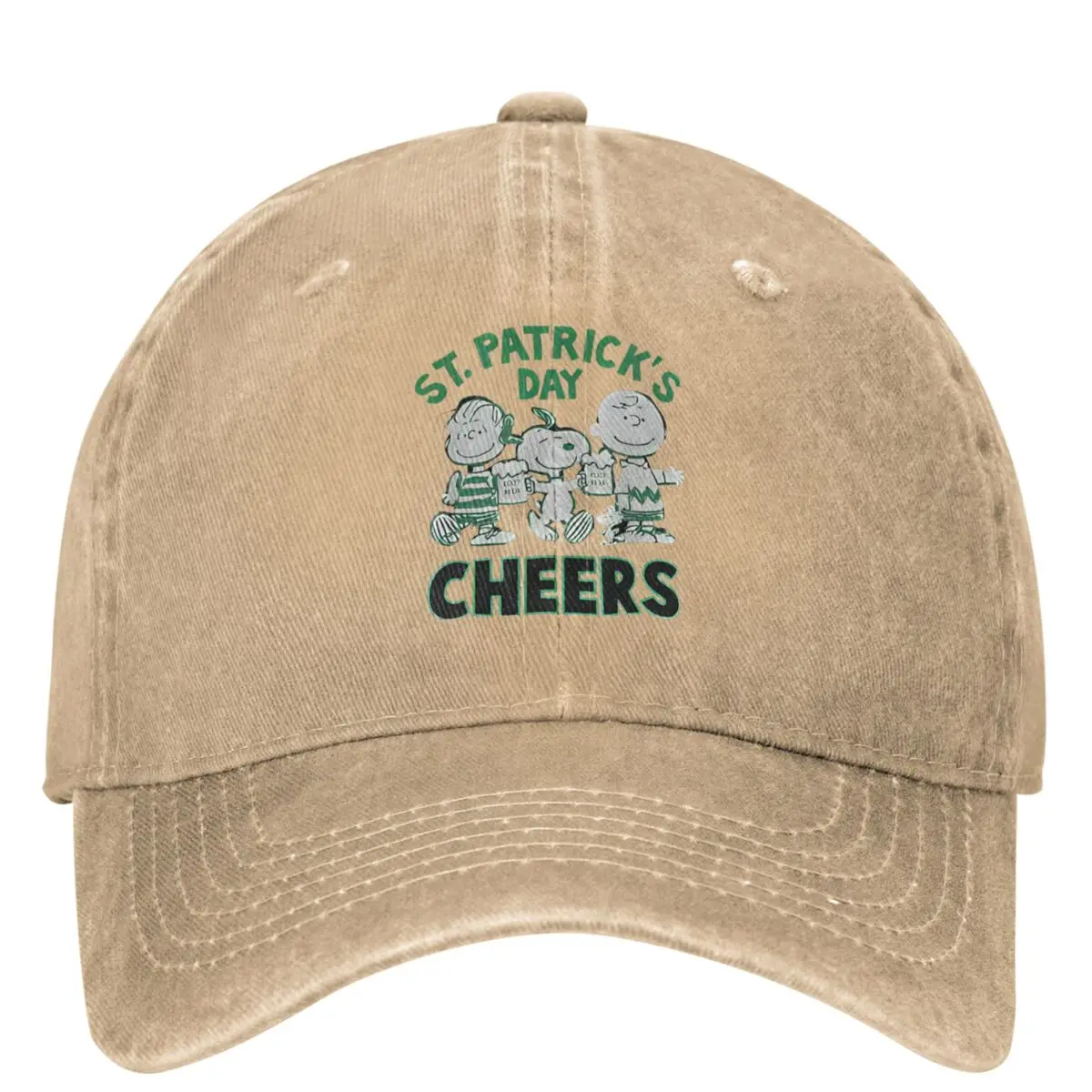 Peanuts Snoopy St. Patrick's Charlie Brown Cheers Washed Baseball Cap Hunting Camping Sun Visors Baseball Caps