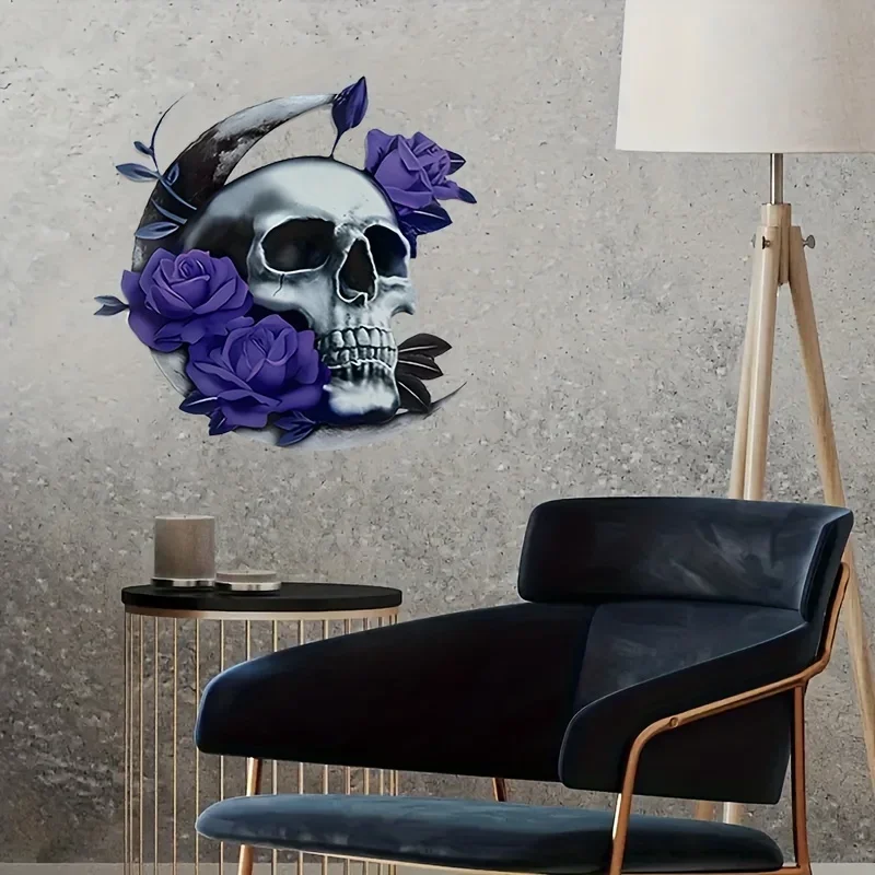 Hello Young Purple Moon Skull Metal Home Art Decoration Wall Hanging Metal Sign Decoration Iron Wall Art Sculpture Sign Decorati