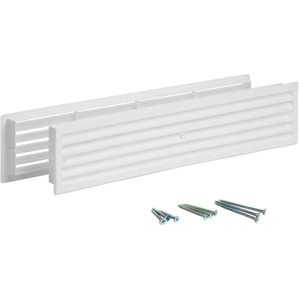 Dual-Sided Plastic Door Louvers for Bathrooms and Cabinets, 17.75 x 3.625 | 16.875 x 3 Air Vents (White)