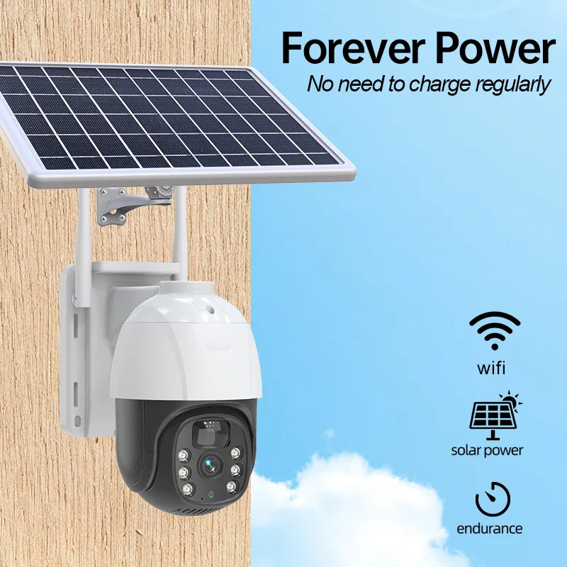 Solar Camera Wifi Outdoor PIR Human Detection Remote Control Monitor Night Vision Waterproof Built-in Battery Security IP Camera