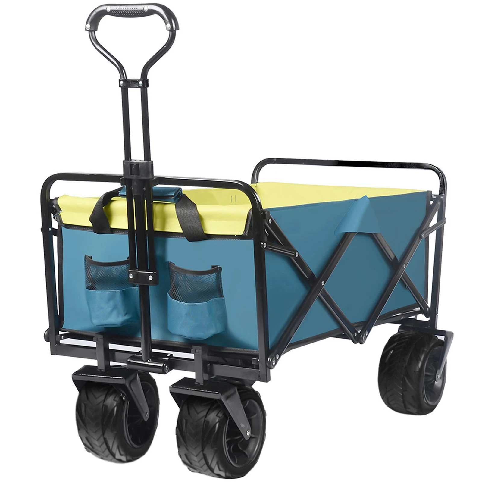 Outdoor folding practical camping garden beach cart universal wheel adjustable handle shopping