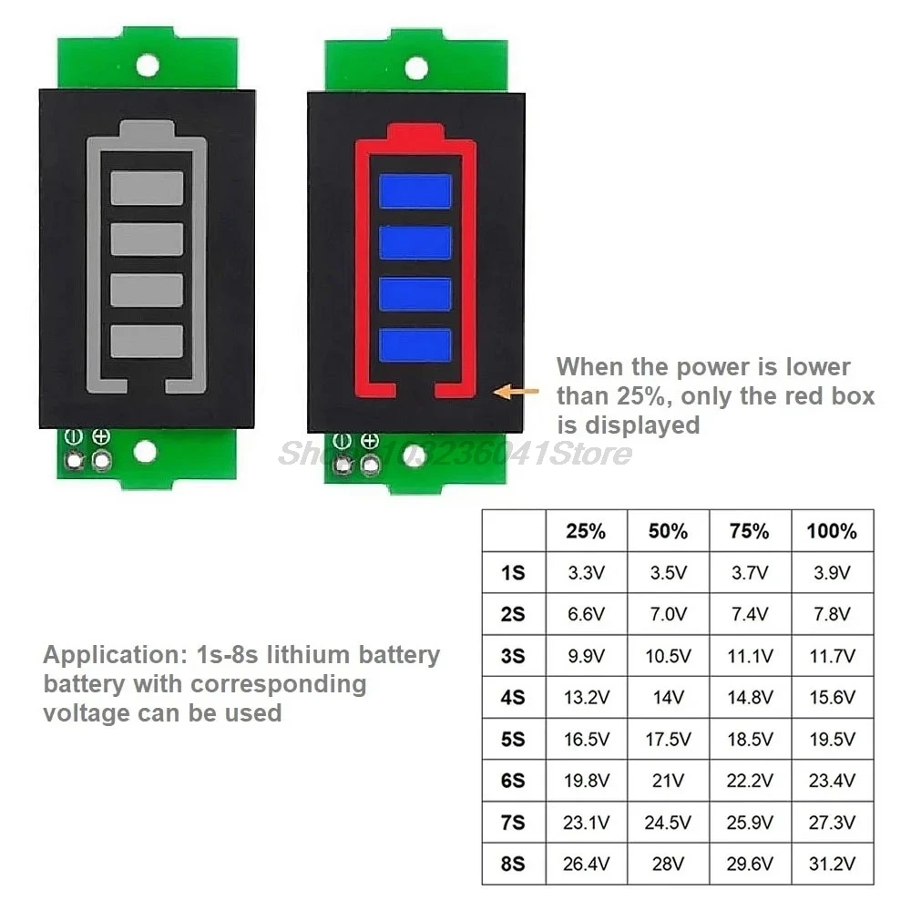 1S 2S 3S 4S 5S 6S 8S Lithium Battery Capacity Charge Indicator Tester Module 3-34 V Display Electric Battery Power Tester Li-ion
