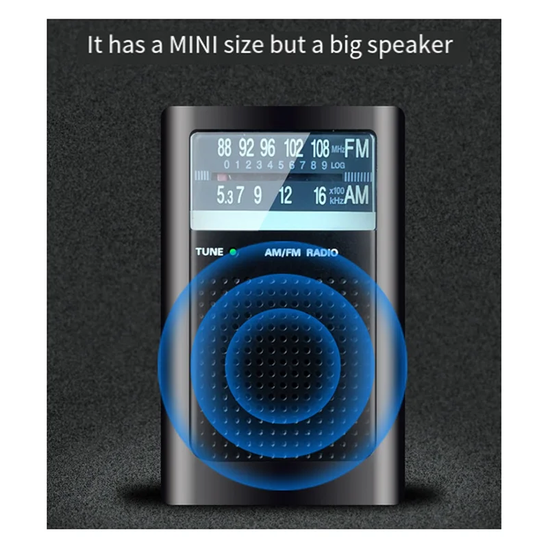 ABUO-Built-In Antenna Loud Speaker AM/FM Emergency Weather Radio Portable Ideal Gift For Elderly Pocket
