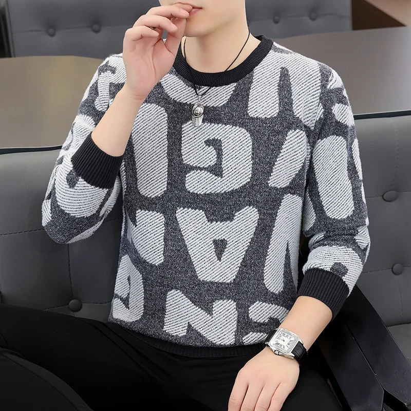 

Thiened Mid-Ne Men's Base irt round Ne Warmth Inner Wear Faionable Knitted Sweater Sli Casual Urban Sle Winte...