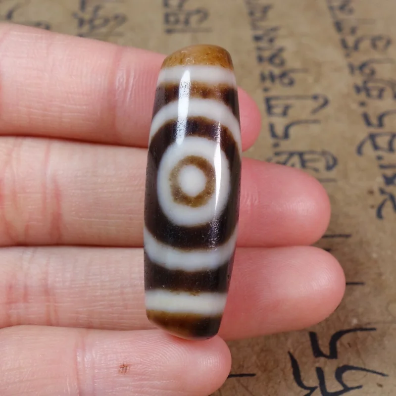 

Ancient Tibetan DZI Beads Old Agate Lotus 2 Eye Totem Amulet Pendant GZI #3391