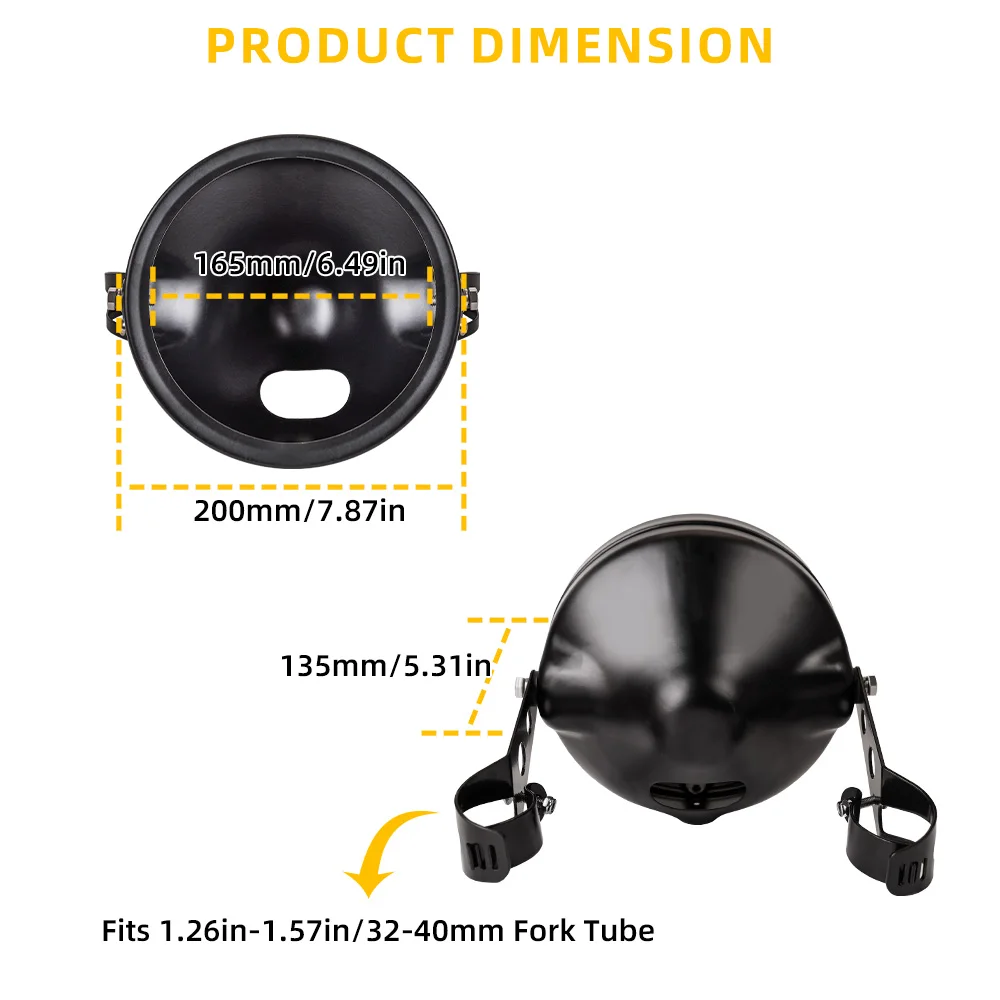 7 Inch Motorcycle LED Headlight Kit, White DRL & Amber Turn Signals with Black Housing & Barrel Bracket Universal for Harley