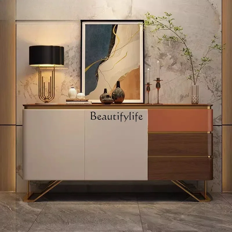 

56Medieval solid wood dining side cabinet Italian light luxury entrance cabinet locker