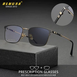 BLMUSA Fashion Retro Titanium Glasses Frame Square Photochromic Anti Blue Ray Reading Glasses Men Myopia Prescription Glasses