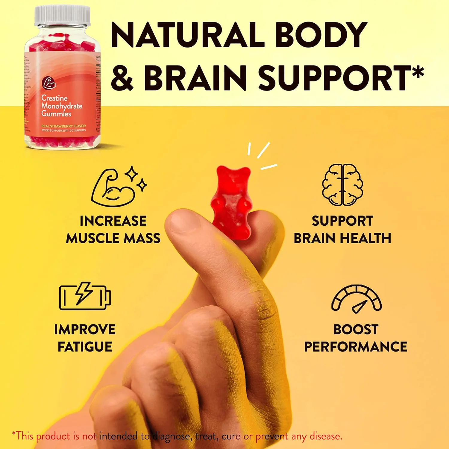 

Креатиновые жевательные конфеты со вкусом клубники способствуют здоровью мозга, улучшают рост мышц и восполняют питательные вещества.