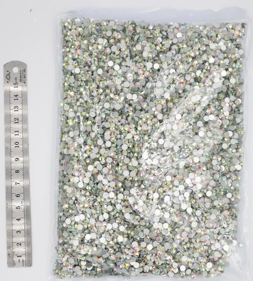 Bulk bag Wholesale Crystal AB /Clear Color ss3-ss50 Non Hot Fix Rhinestones FlatBack Nail Art Rhinestones Garment Decorations