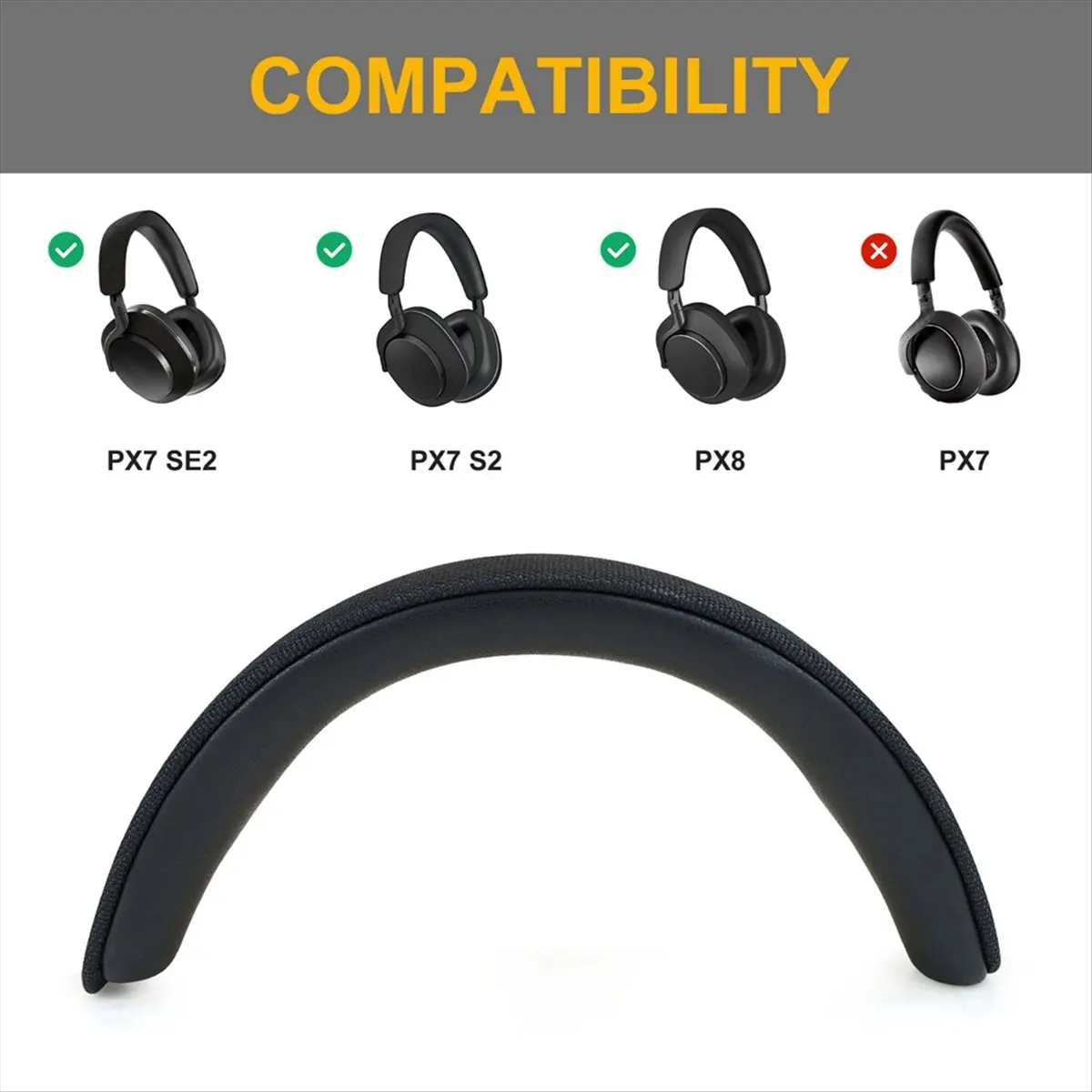 A64I Headband Cover for Bowers Wilkins PX8 PX7S2 Headphones Headbeam Sleeve Headband Cover Replacement Black