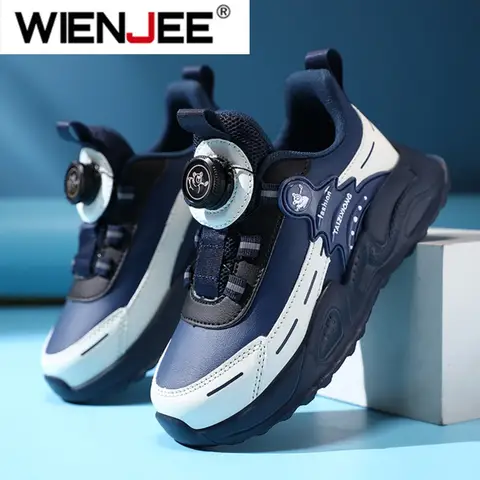 Zapatillas de correr de cuero impermeables antideslizantes para niños, zapatos deportivos para caminar al aire libre, zapatillas cómodas para niños para Otoño Invierno de 5 a 16 años