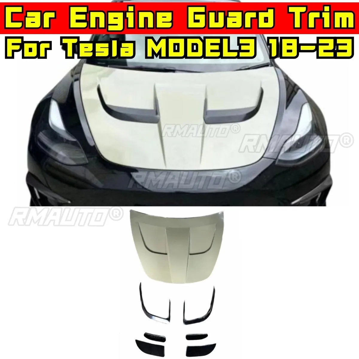 

Car Cover Engine Guard Skid Plate Decorative Strips Body Kit For Tesla MODEL3 2018-2023 Protection Plate Front Skid Plate