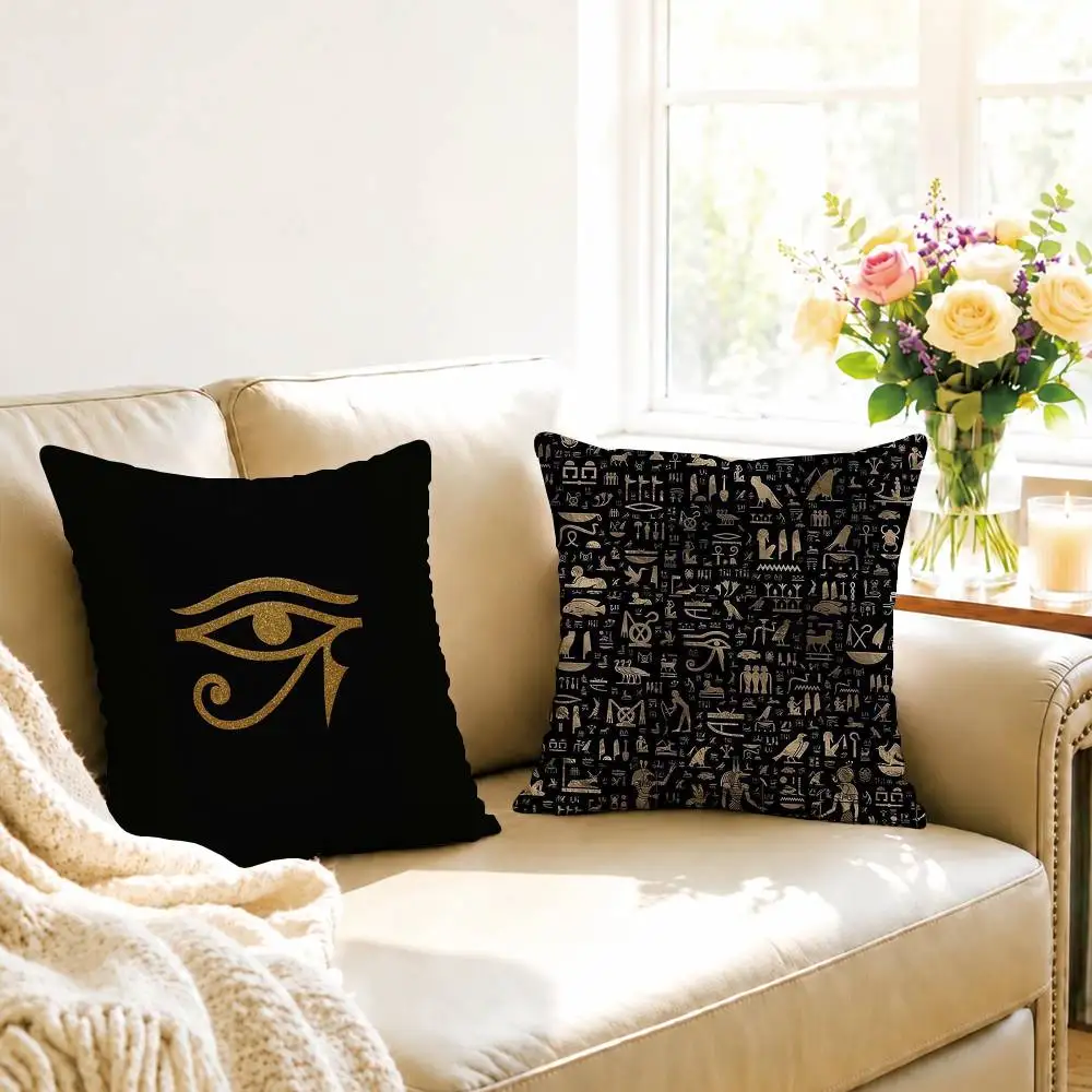 Ancient Egypt hieroglyph Square Double-Sided printed Pillow Case Bedroom Bedside Pillow Sofa Cushion Cover Gift