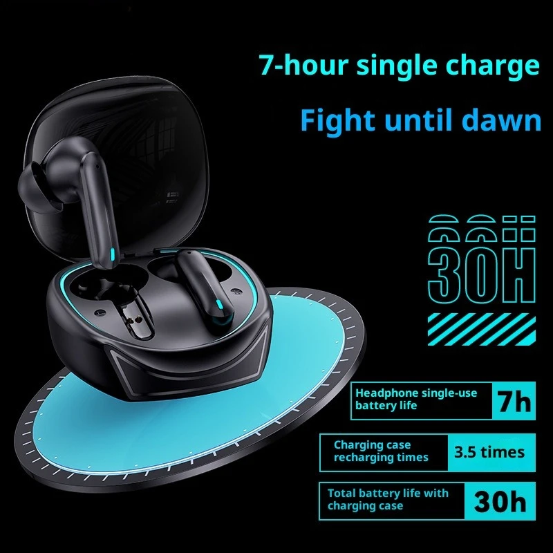 

Wireless Bluetooth Headphones Dual Microphone Noise Cancelling in Ear Gaming Earphones Ultra Long Battery Life for Sports Games