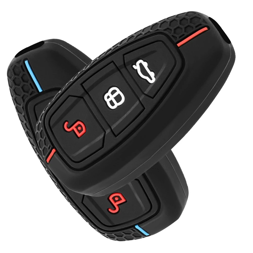 Car Key Pack for Ford ST Line Fiesta Focus Mondeo Ecosport Kuga Puma Edge Escape Metallic Silicone Car Key Fob Case Accessories