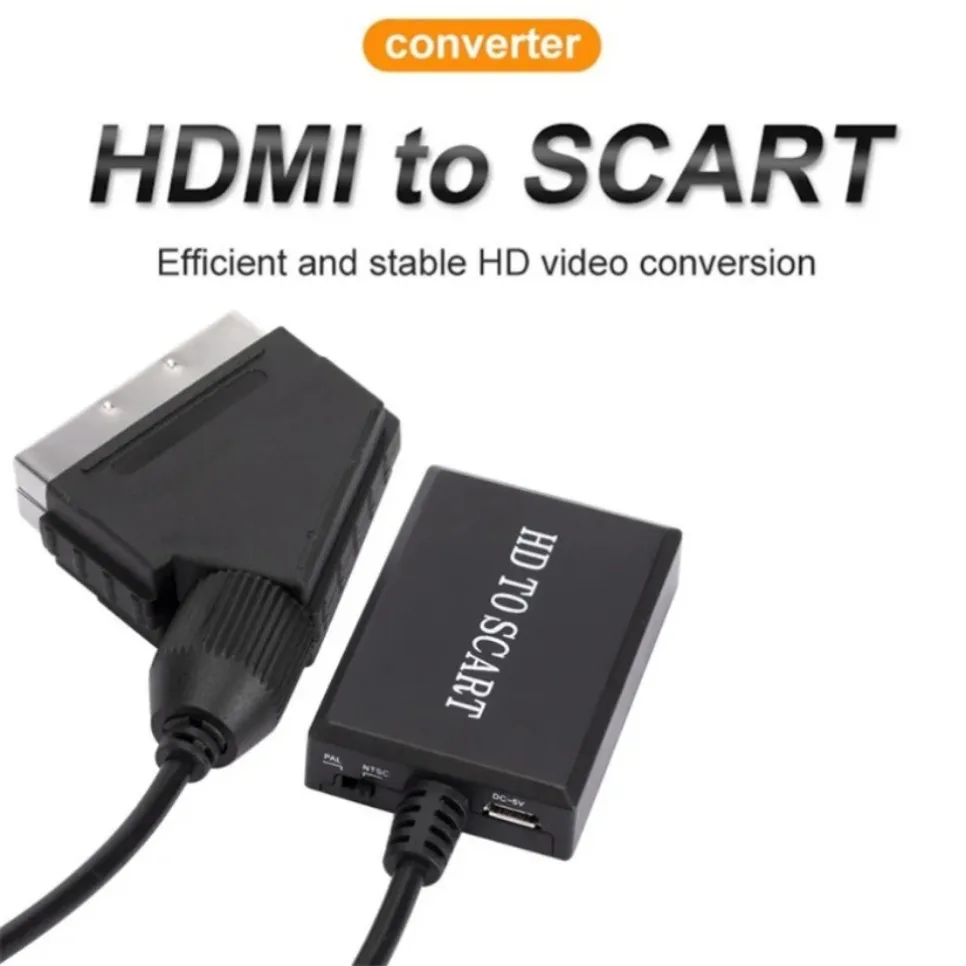 HDMI-Compatible To SCART Adapter Video Audio Upscale Converter PAL/NTSC for HD TV DVD Box Signal Upscale Converter Accessories