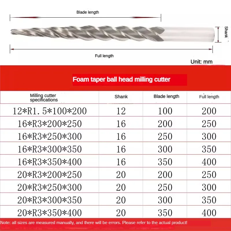 Foam Milling Cutter Taper Engraving Carving Tool End Mill EPS Styrofoam Polyurethane Plastic EVA Foam Milling Cutter