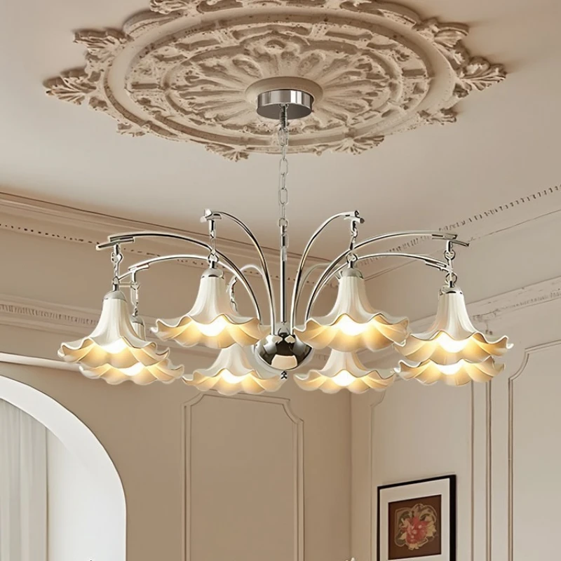 French Cream Magnolia Flower Living Room Main Light Medium Antique Bedroom Study Eye Protection Light Dining Room