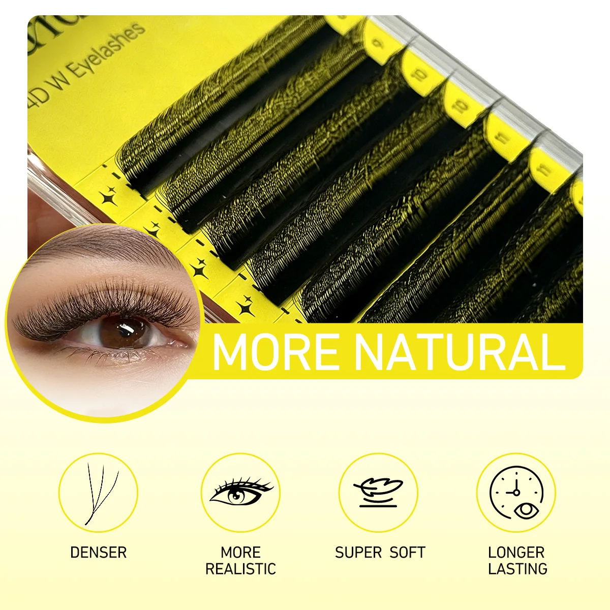 Merrdear Mixed Tray 4D W Shape Eyelash Extensions Premade C/D Curl Fluffy Flower Volume 4D W-shaped Eyelashes for Women Makeup