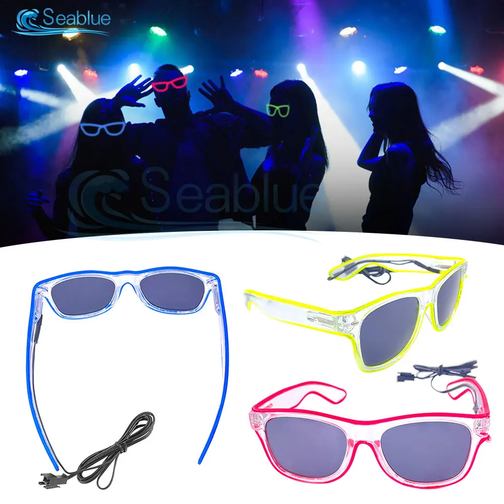 1Pcs Light Up LED Glasses Glow Sunglasses EL Wire Neon Glasses Glow in The Dark Party Supplies Neon Party Favors for Kids Adults