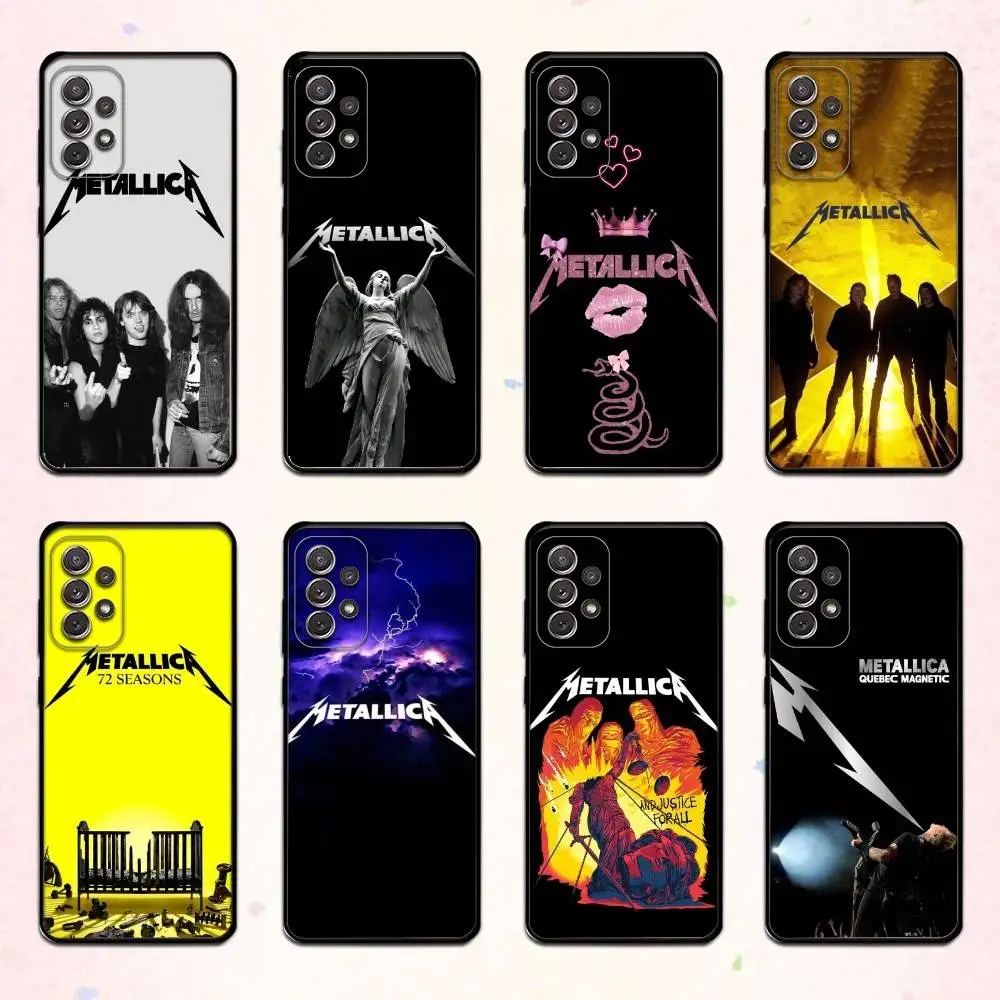 Capa de Telefone B-Band 72 S-Seasons M-Metallica para Samsung S 25,24,23,22,30,21,10,9, Ultra, Plus, Lite, FE, 4,5 G, Capa Preta Macia