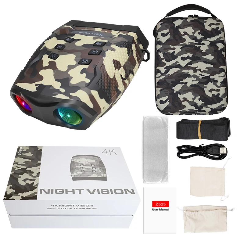 Z525 Hunting Camera 4K Low-light All-rounder Night Vision 3-inch TFT 8X Digital Zoom IP65 Waterproof All-black Visible 600M