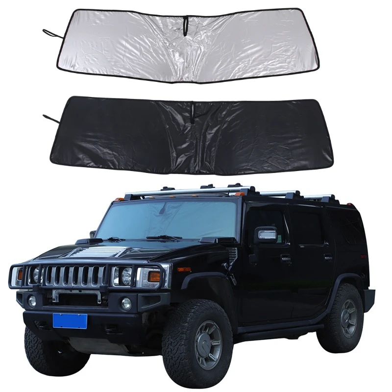 

For Hummer H2 2003-2009 front glass sunshade front glass anti-UV sun protection car tools accessories Black/Sliver