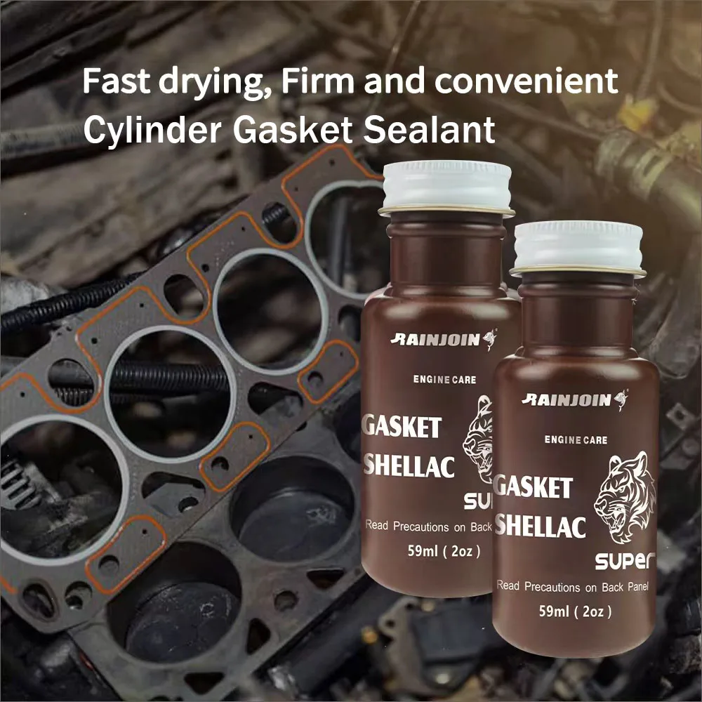 59ML Head Gasket Shellac Brush-On Flat Cylinder Gasket Sealant High Temperature Resistant Car Engine Block Repair Adhesive