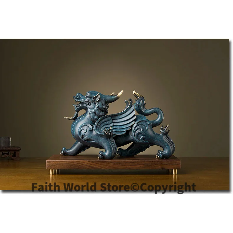 

Bring in wealth treasure office home Money Drawing efficacious Talisman -TOP Retro LUCKY dragon PI XIU FENG SHUI Brass statue