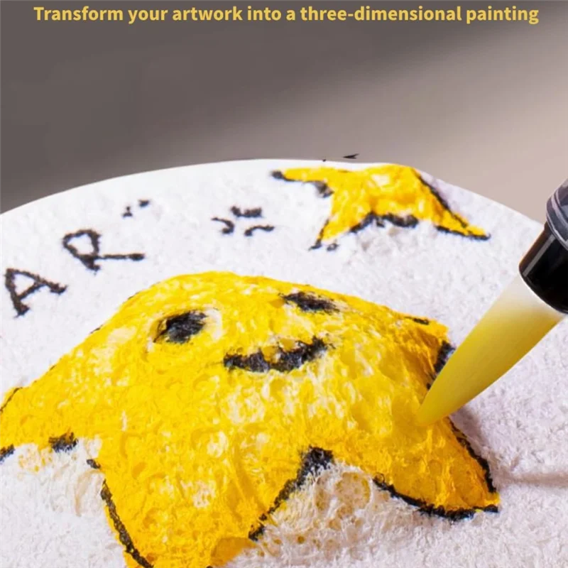 ABNO-Magic Puffy Paint,3D Drawing Magic Canvas Sponge,Foam Texture Painting Kit,Puffy Popcorn Drawing Texture Painting Kit