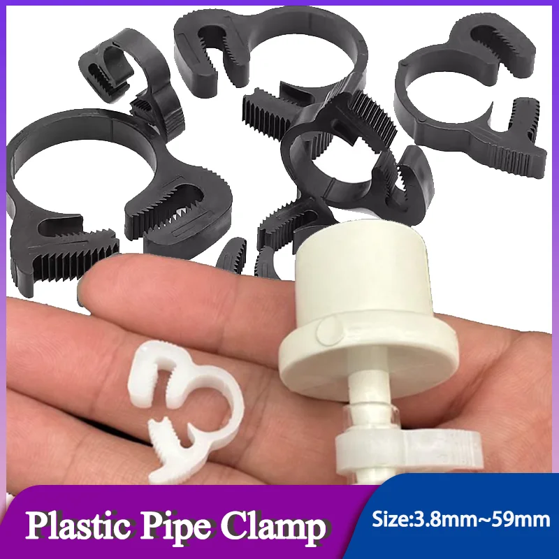 

10PCS Black/White Plastic Hose Clamps (3.8-59mm) - Heavy Duty Spring Clips for Automotive Fuel Line Home Plumbing DIY Fix