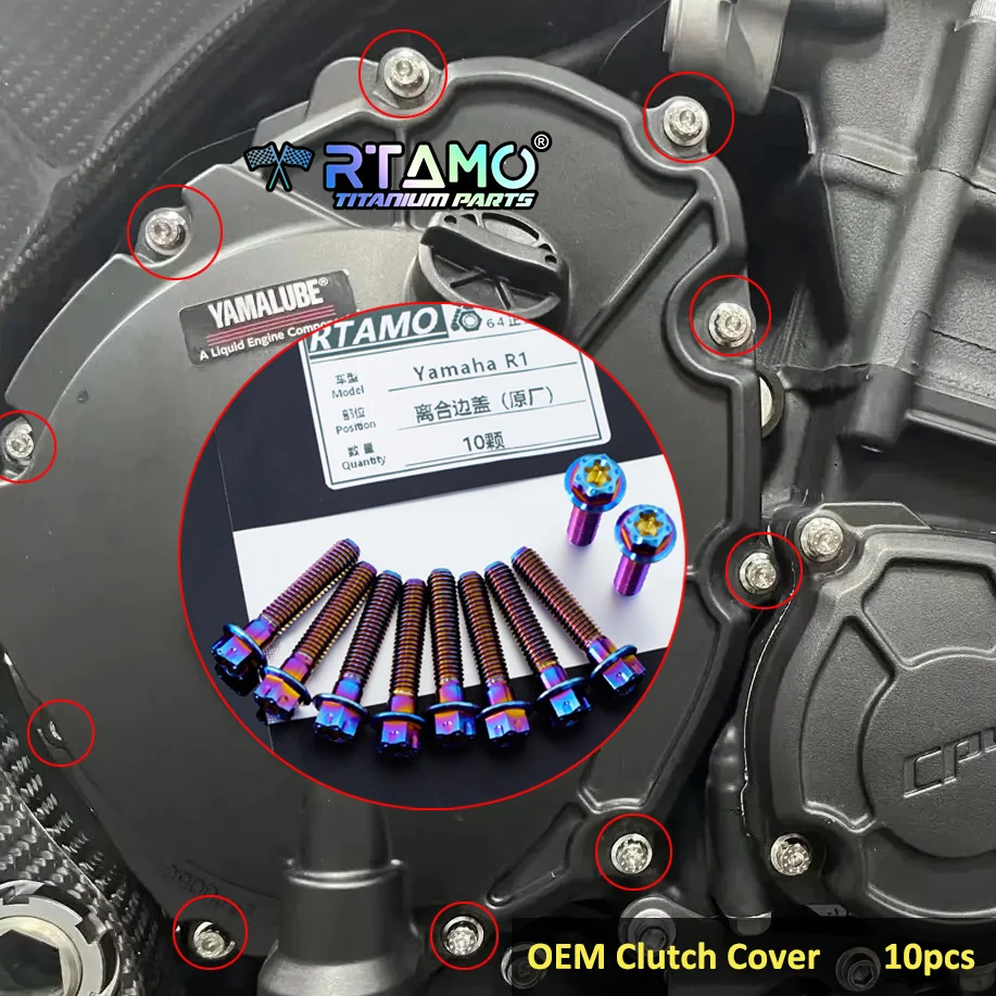 RTAMO Gr5 Titanium Bolts Front Footrest Bolt Yoke Nut Highstrength Bolt Fit for Yamaha YZF-R1 Modified