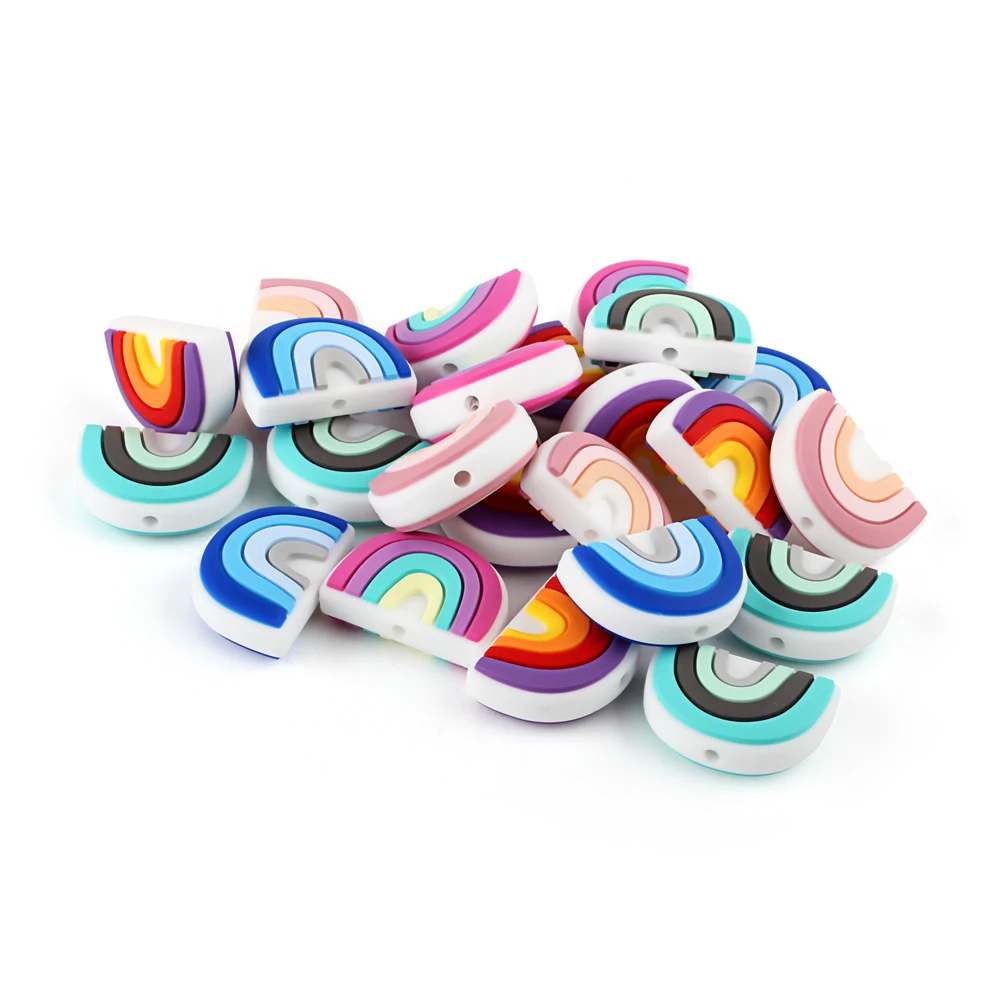 5/20/50pcs Silicone Beads Cartoon Rainbow Lovely DIY  To Make Bracelets Keychain For Jewelry Making Necklace Food Grade