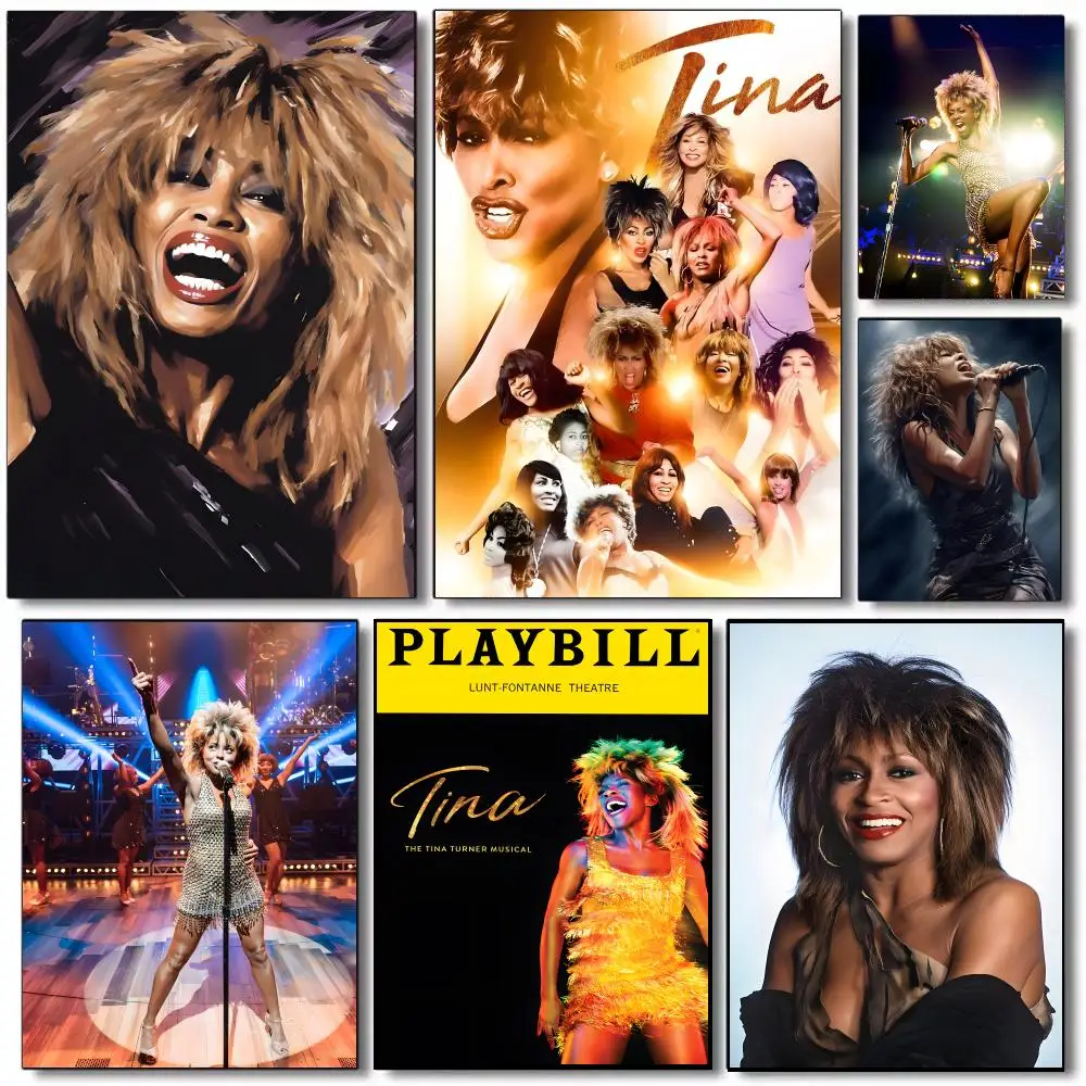 Tina Turner Singer Classic Rock Poster Self-adhesive Advanced Aesthetic Printing Paper Wall Art for Living Room Home Decor