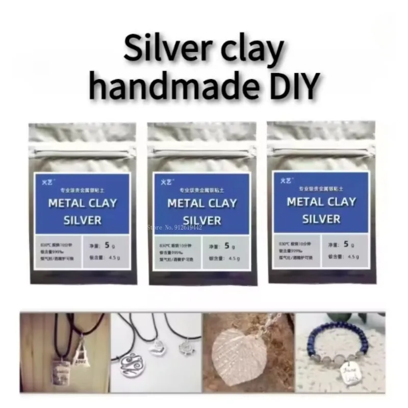 5/10/15g 99% Reines Silber-Tonwerkzeug-Set Handgefertigtes DIY Reines Silber-Tonwerkzeug für die Herstellung von Ringen, Anhängern, Ohrringen und Zubehörmaterialien – Detail 1