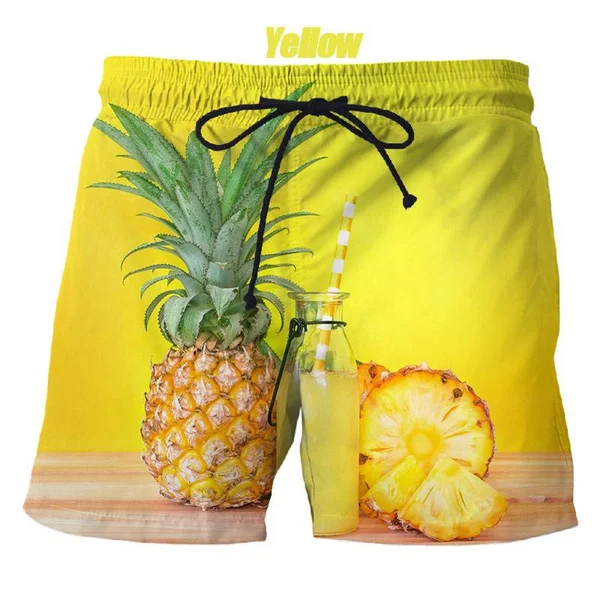 Hot Selling Fruit Pineapple 3D Printing Men's Shorts New Casual Shorts