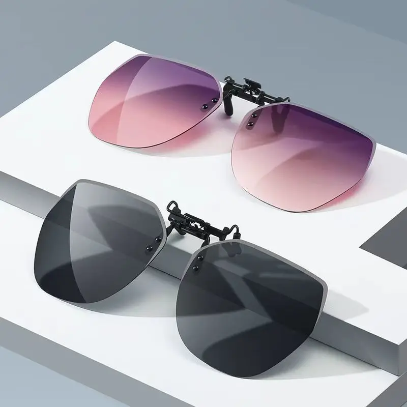 Polarized Clip On Sunglasses Men Women Photochromic Car Driver Goggles Night Vision Glasses Anti Glare Vintage Square Glasses