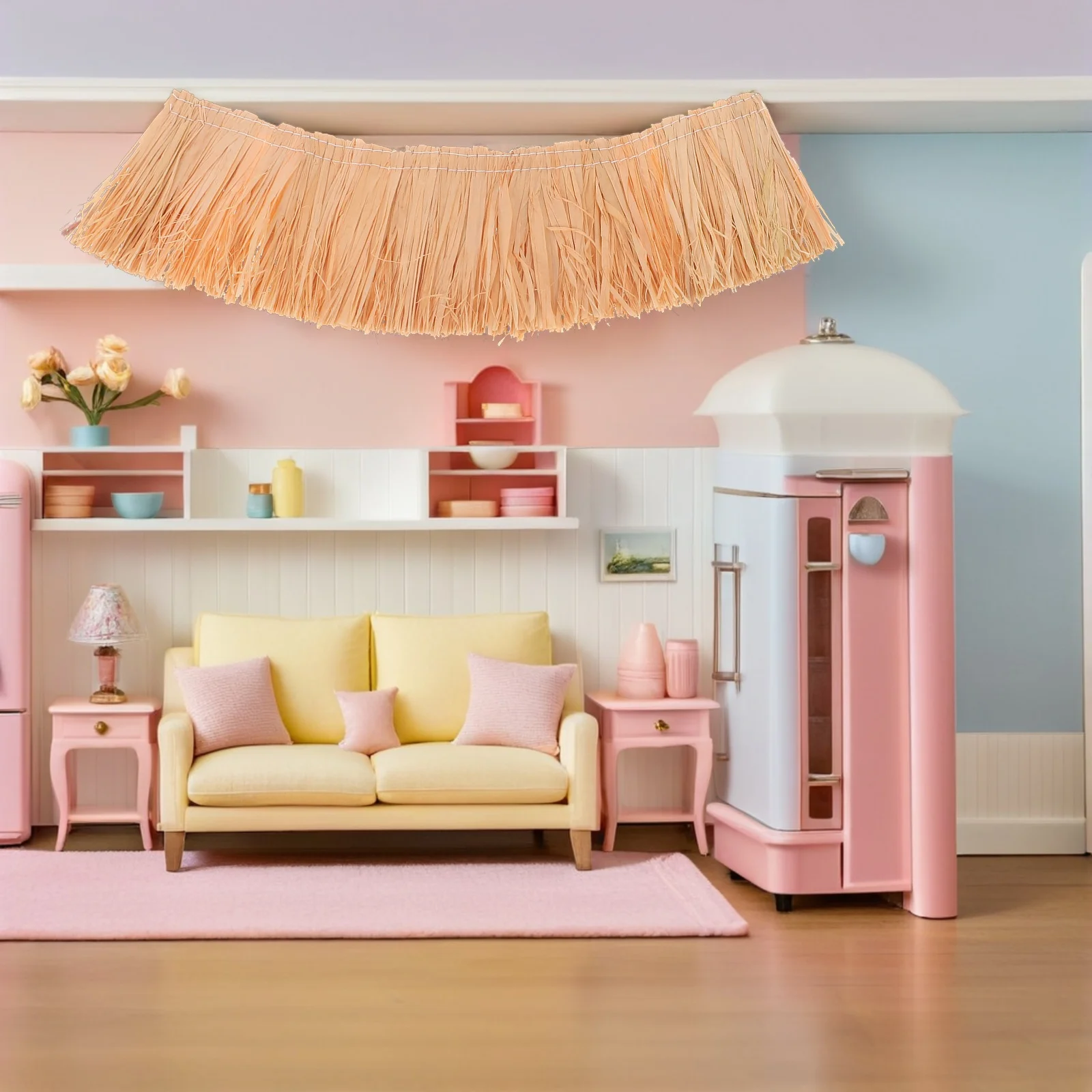 6 stks Kunstmatige Stro Gras Rollen Voor Miniatuur Daken Diy Poppenhuis Rieten Decoratieve Stro Dak Materiaal Ambachtelijke Projecten