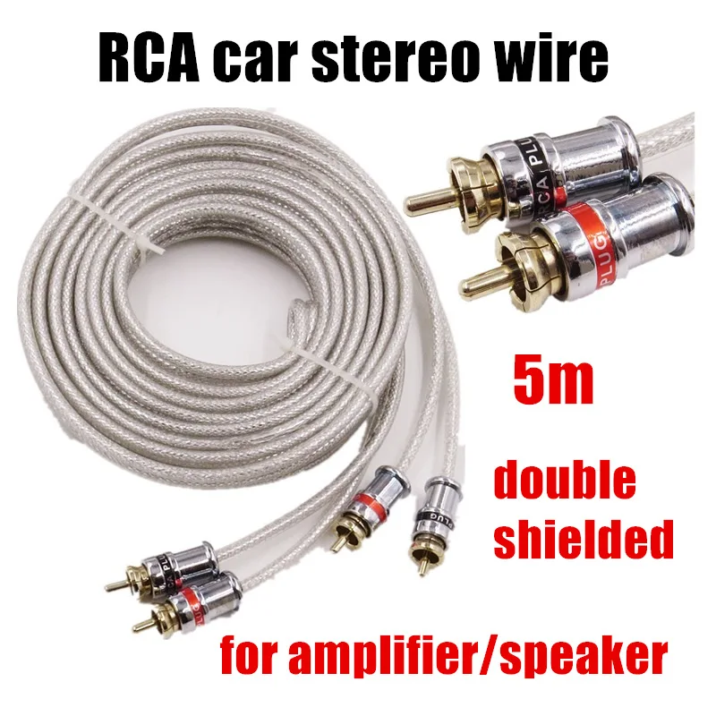 Car Audio RCA Cable 5M - Pure Copper Amplifier Subwoofer Signal Wire Twisted Pair Multilayer Shield High Fidelity