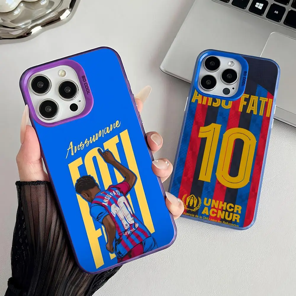 Funda para Teléfono A-Ansu Fati, Iridiscente Plateada con Purpurina Holográfica para iPhone 17 16 15 14 13 ProMax