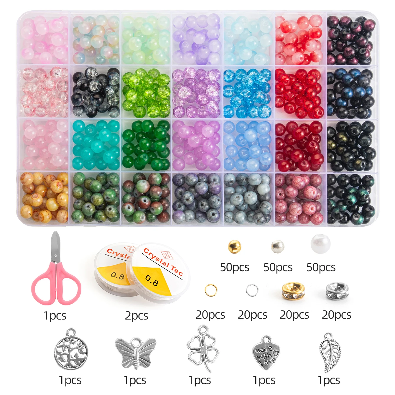 Glass Beads Bracelet Making Kits with 28 Colors