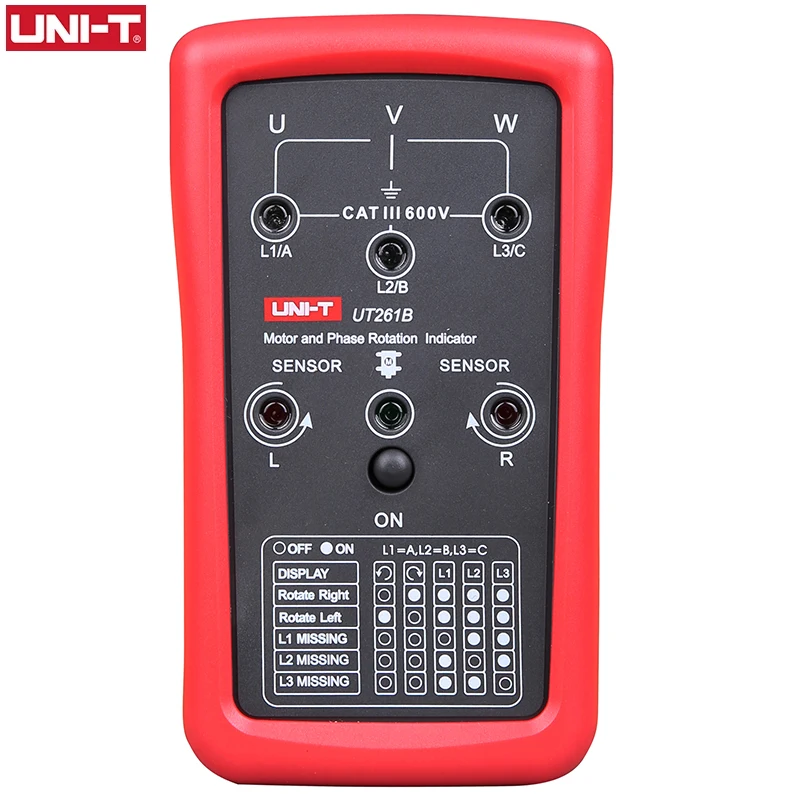 UT261B UNI-T  Phase Sequence Tester Missing Phase Meter Motor Rotation Indicator AC 40 700V 90 600V Voltage Meters Tools