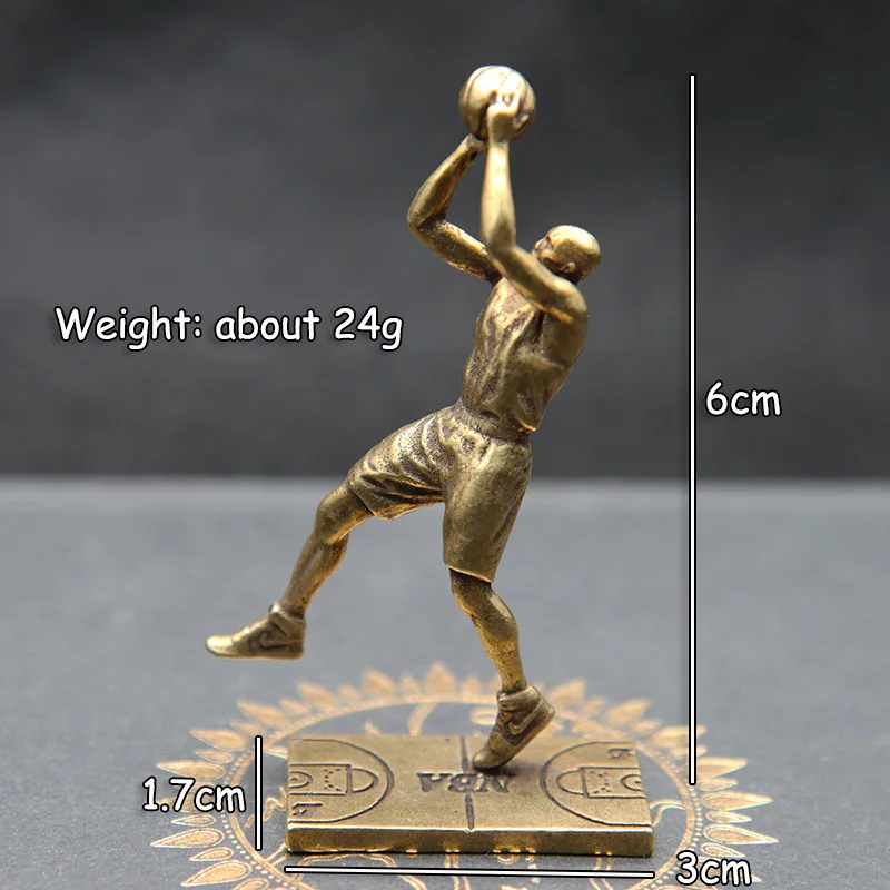 Retro Brass Basketball Superstar Figurines Hot Character Small Statue Desktop Ornament Home Decoration Crafts Fans Souvenir Gift